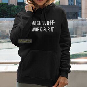 🆕Wish For It Work For It Black Fleece Pullover Hoodie